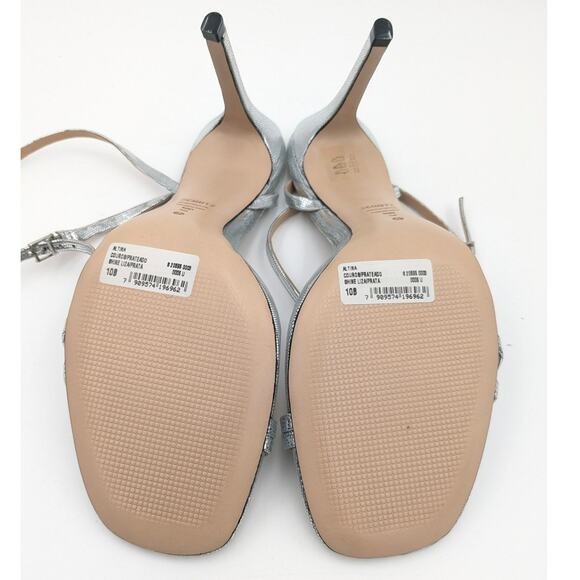 Schutz Altina Women's Embossed Leather Sandals Prata Silver Size US10B EU40 - Picture 5 of 10